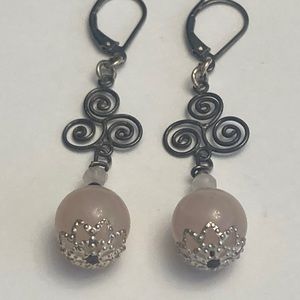 Light Pale Pink Scroll Earrings